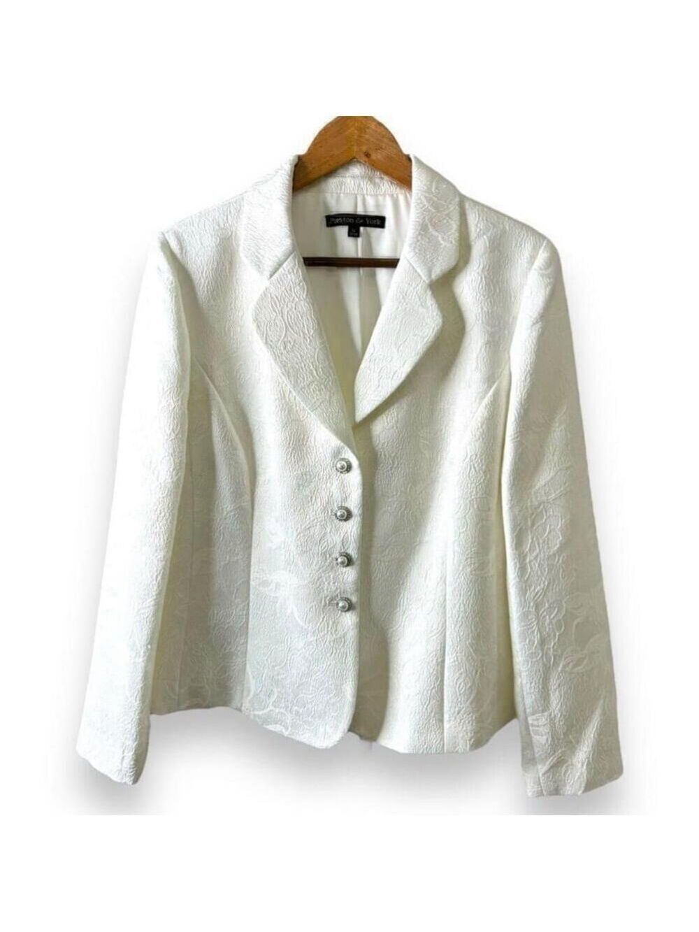 NWT Preston & York White Floral Pearl Rhinestone Wedding Formal Blazer - size 12